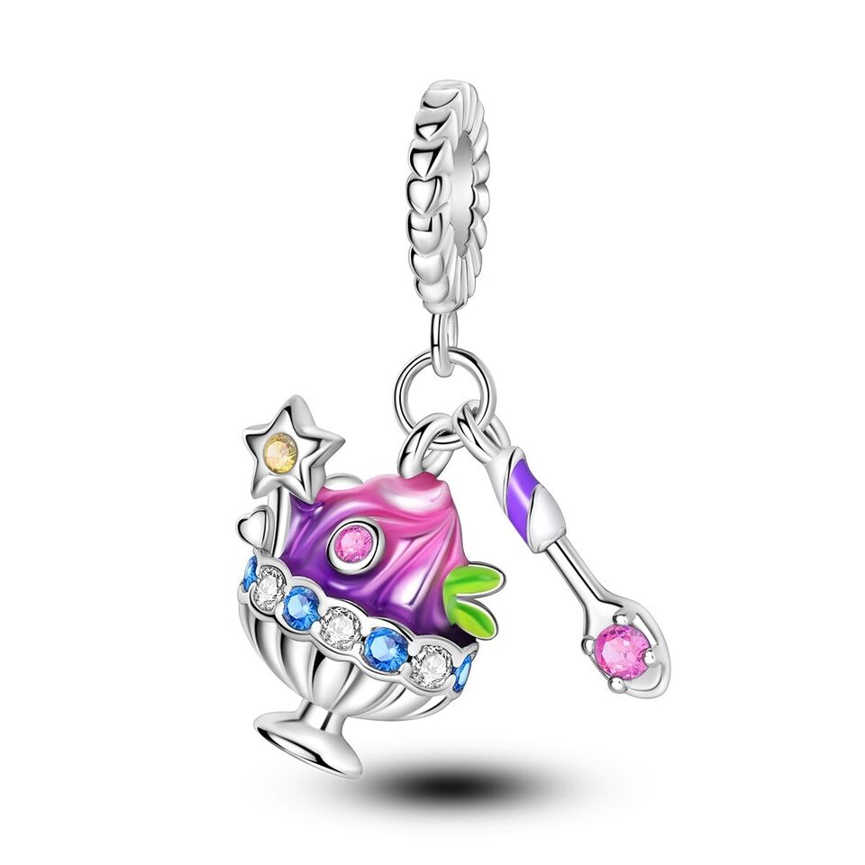 Multicoloured Dessert Sundae Dangle Charm - bellissi