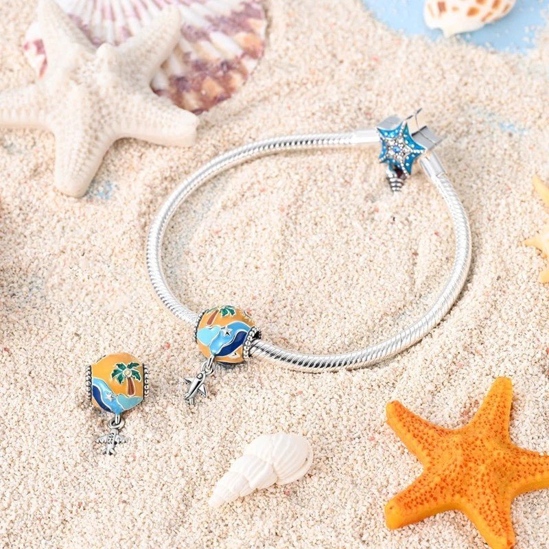 Multicoloured Globe & Plane Holiday Bead Charm - bellissi