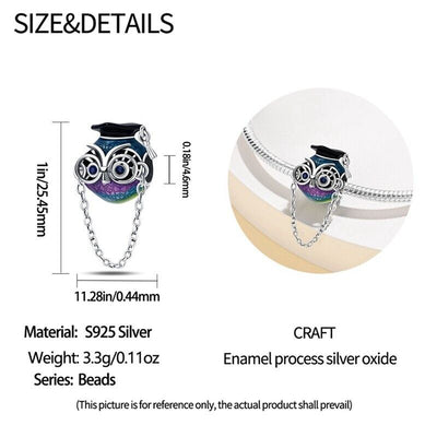 Multicoloured Graduation Owl Charm - bellissi
