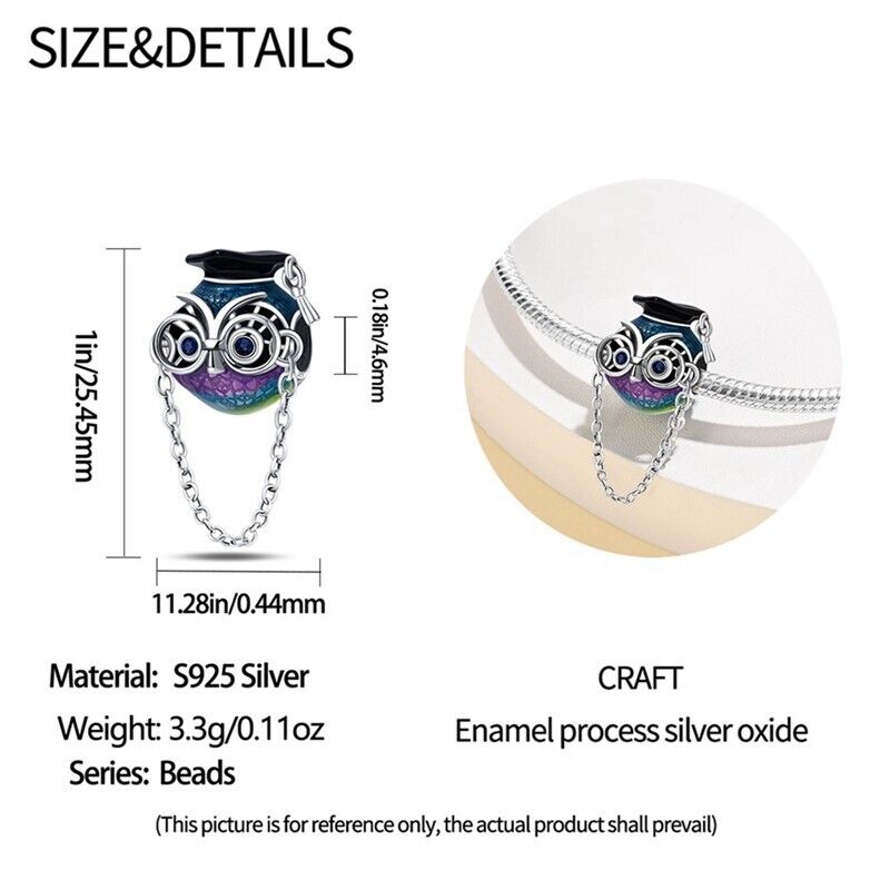 Multicoloured Graduation Owl Charm - bellissi