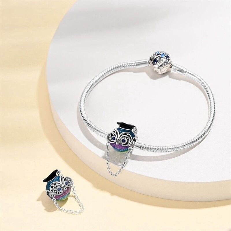 Multicoloured Graduation Owl Charm - bellissi
