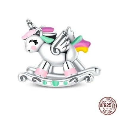 Multicoloured Rocking Unicorn Charm - bellissi