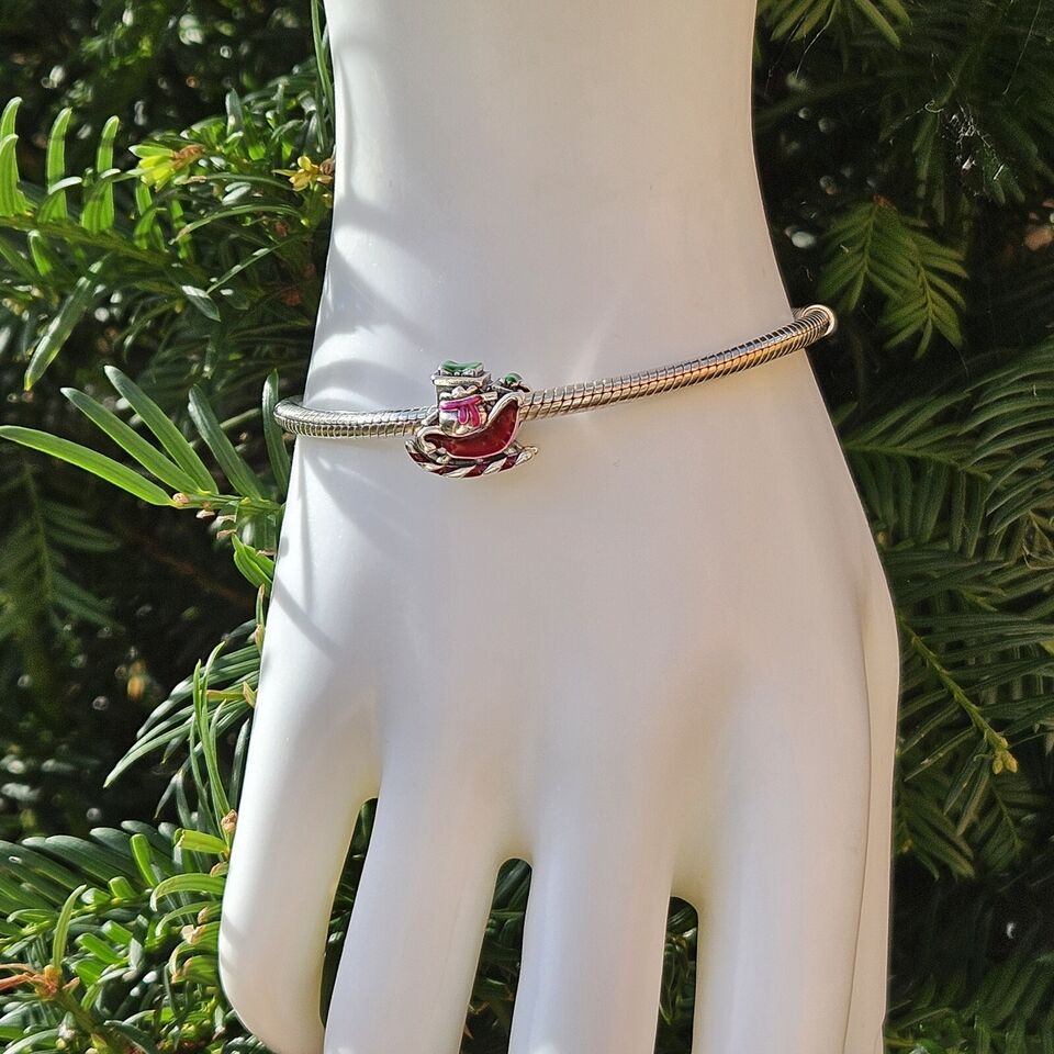 Multicoloured Santa Sleigh Charm - bellissi