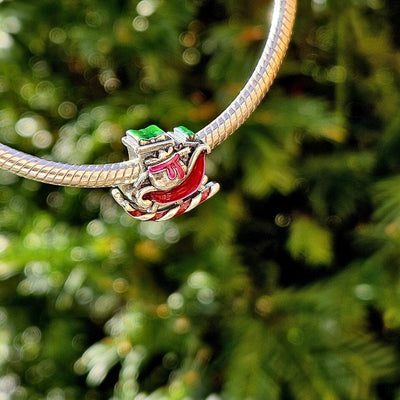 Multicoloured Santa Sleigh Charm - bellissi