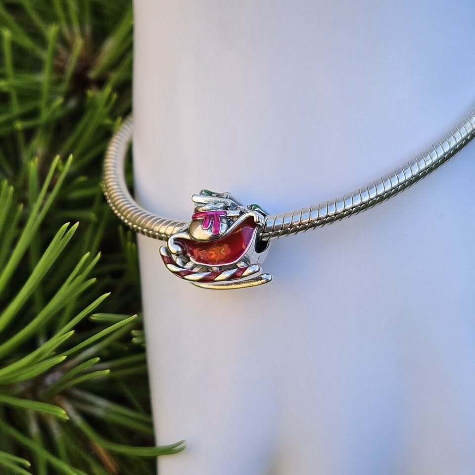 Multicoloured Santa Sleigh Charm - bellissi