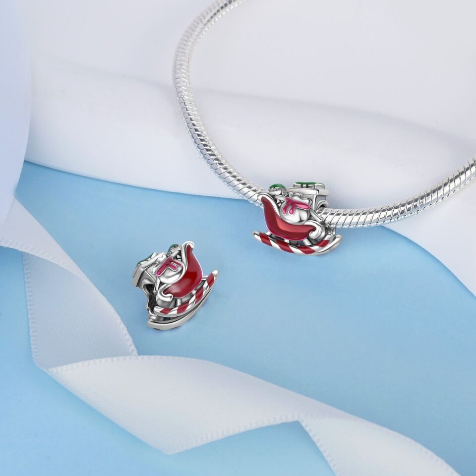 Multicoloured Santa Sleigh Charm - bellissi