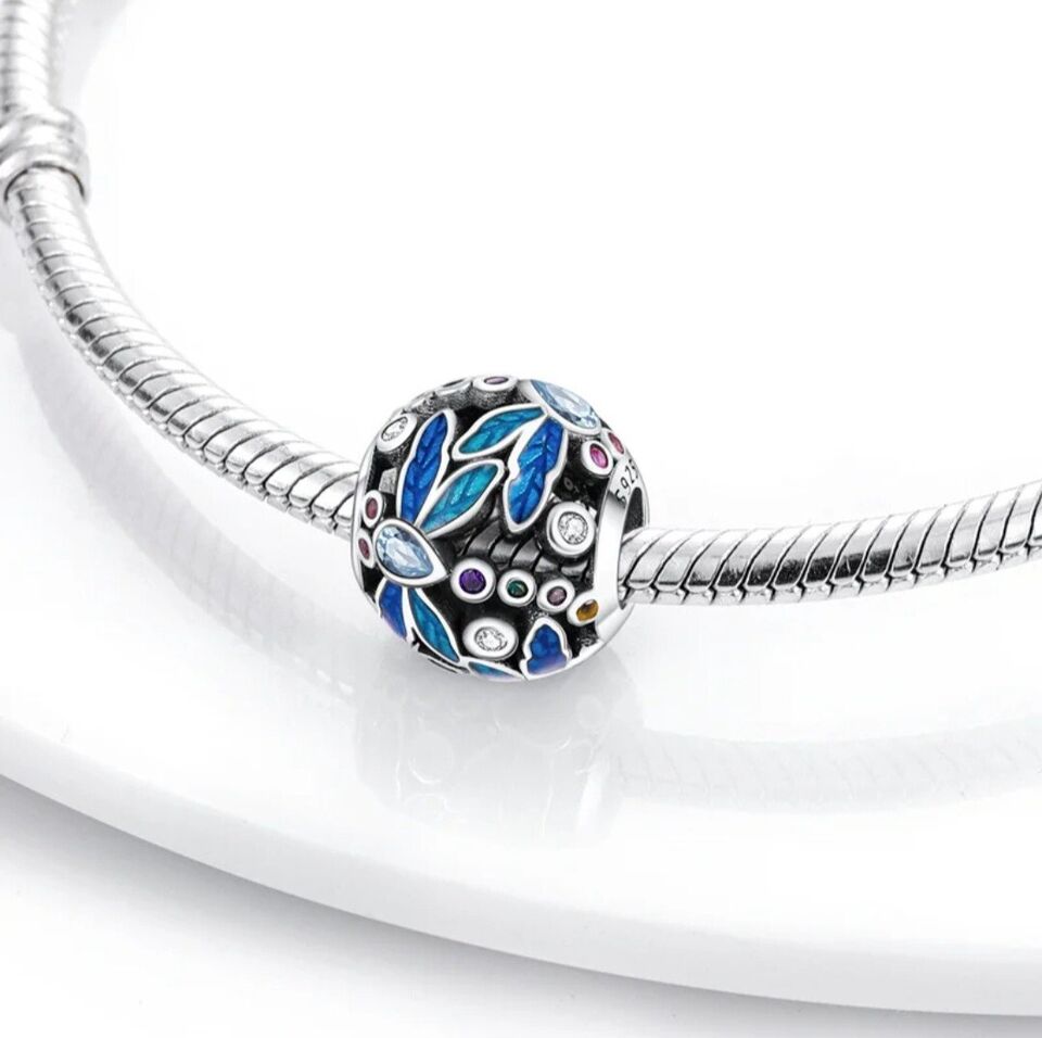 Multicoloured Zircon Dragonfly Bead Charm - bellissi