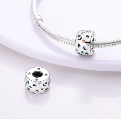 Multicoloured Zircon Moon Star Charm - bellissi