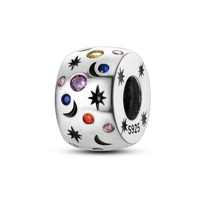 Multicoloured Zircon Moon Star Charm - bellissi
