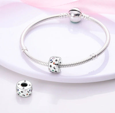 Multicoloured Zircon Moon Star Charm - bellissi