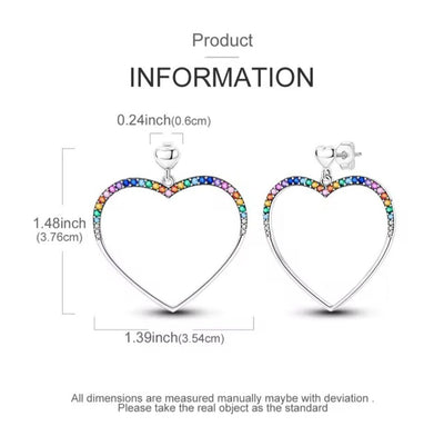 Multicoloured Zirconia Heart Dangle Stud Earrings - bellissi