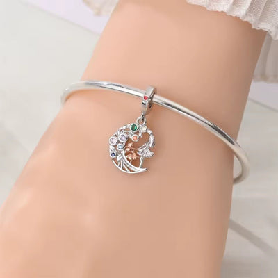 Mum and Daughter Rainbow Moon Charm 925 Sterling Silver - bellissi