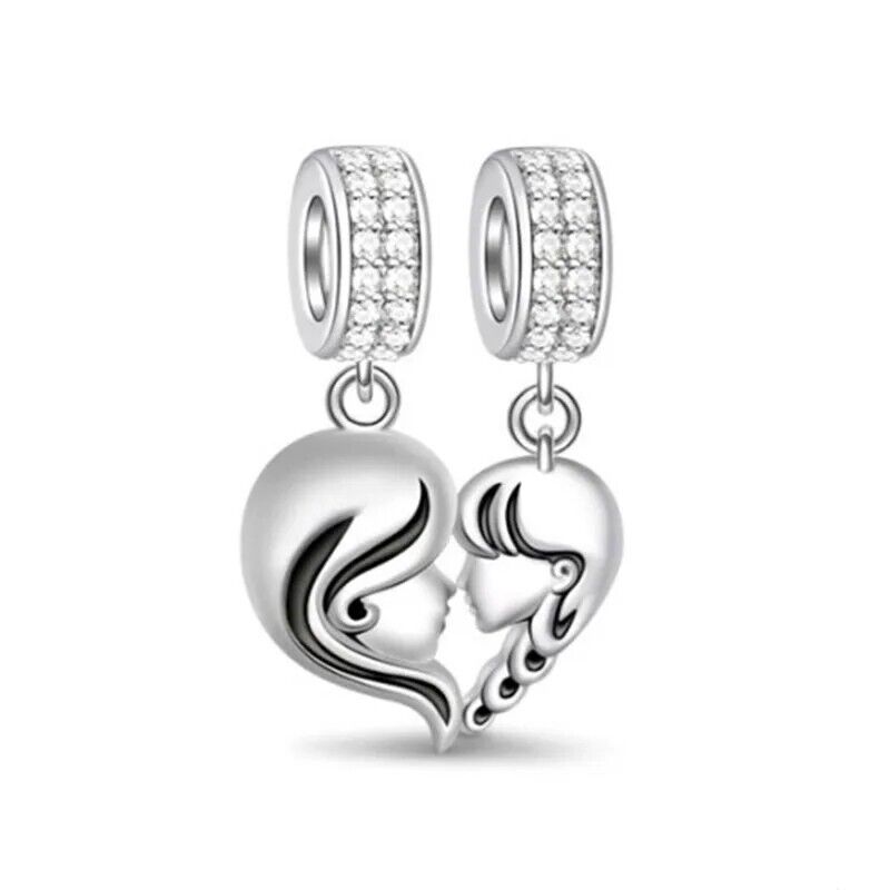 Mum & Daughter Love Heart Charm - bellissi