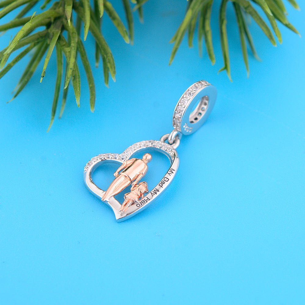 My Dad My Hero Heart Charm - bellissi