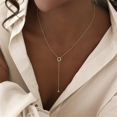Necklace Circular Zircon Pendant 925 Sterling Silver - bellissi