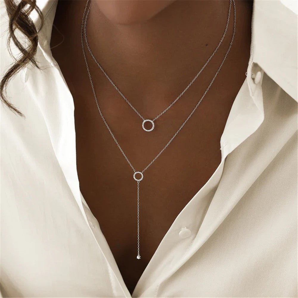 Necklace Circular Zircon Pendant 925 Sterling Silver - bellissi