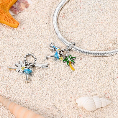 Palm Tree Cocktail Plane Dangle Charm - bellissi