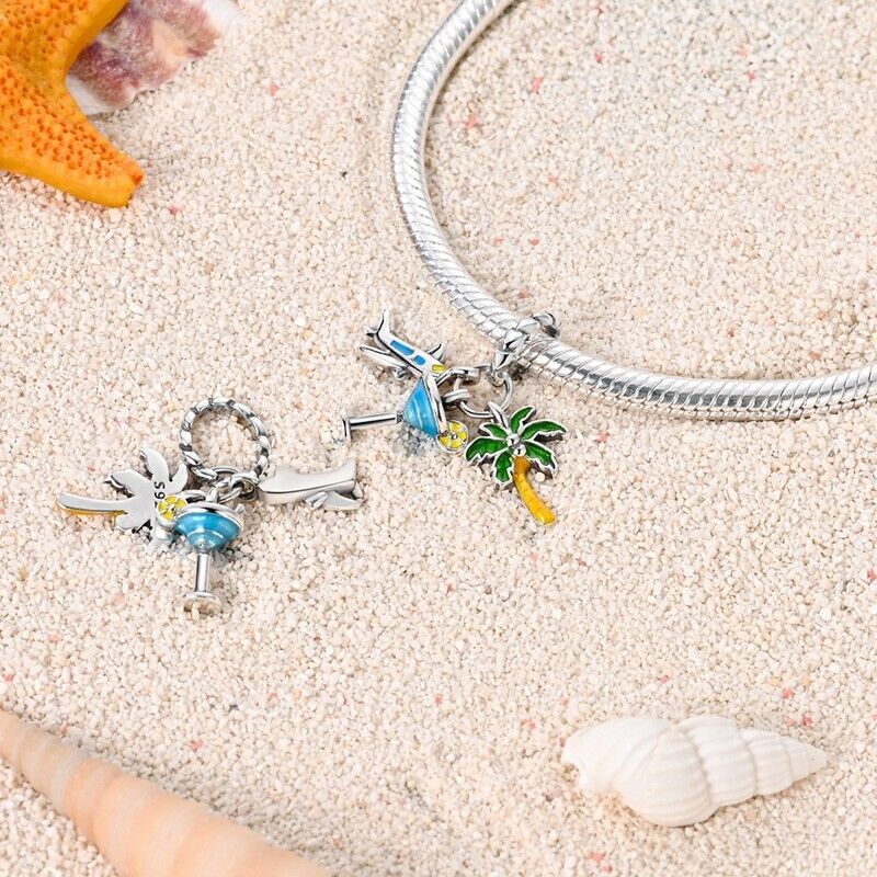 Palm Tree Cocktail Plane Dangle Charm - bellissi