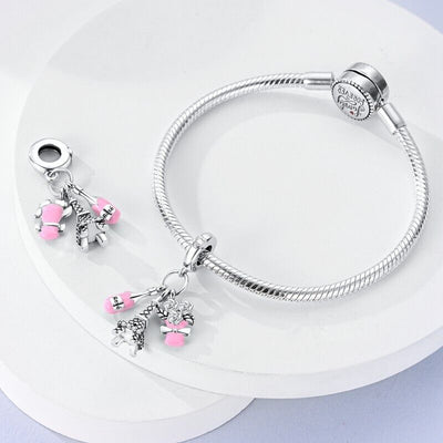 Paris Eiffel Tower Wine & Flowers Dangle Charm - bellissi