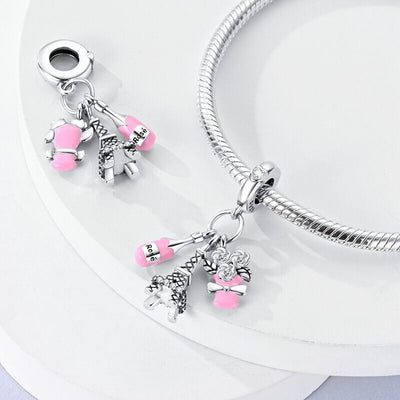 Paris Eiffel Tower Wine & Flowers Dangle Charm - bellissi
