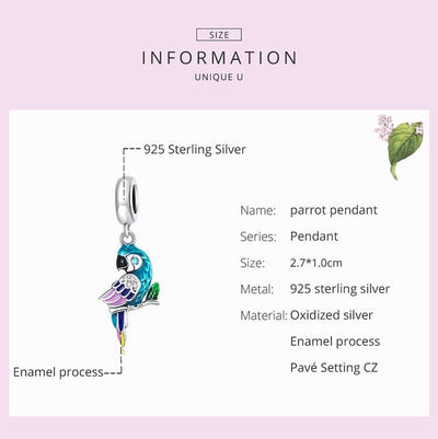 Parrot Dangle Charm - bellissi