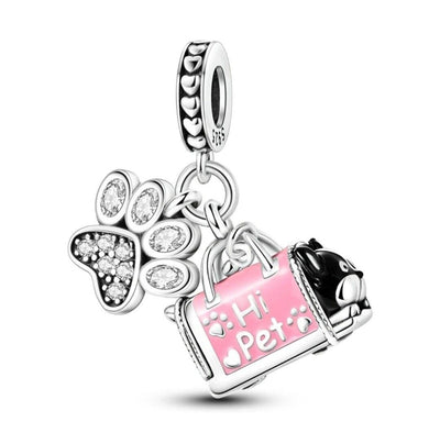 Paw Print & Cat In Pink Bag - bellissi