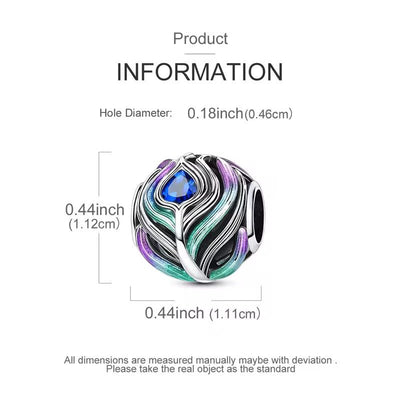 Peacock Feather Crystal Charm - bellissi