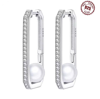 Pearl Box Hoop Earrings - bellissi