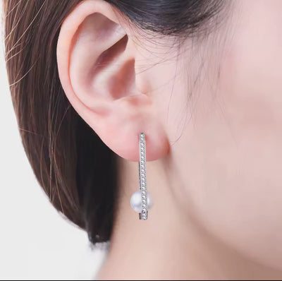 Pearl Box Hoop Earrings - bellissi