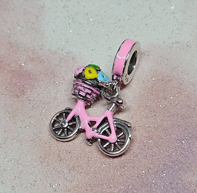Pink Bike With Flowers Charm - bellissi