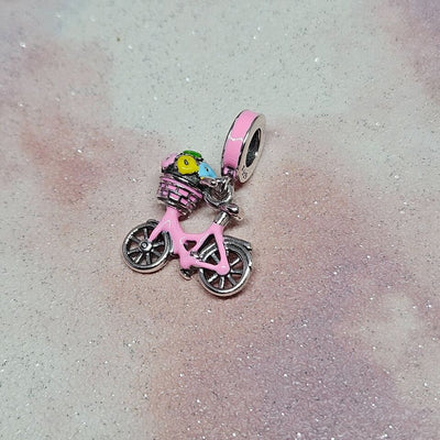 Pink Bike With Flowers Charm - bellissi
