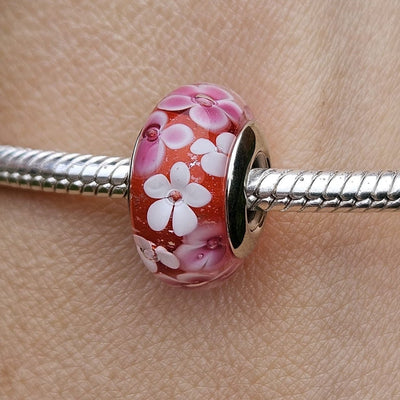 Pink Blossom Murano Glass Charm - bellissi
