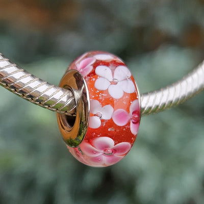 Pink Blossom Murano Glass Charm - bellissi