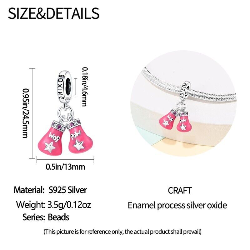 Pink Boxing Gloves Dangle Charm - bellissi