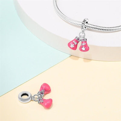 Pink Boxing Gloves Dangle Charm - bellissi