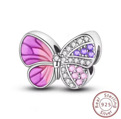 Pink Butterfly With Zircon Bead Charm - bellissi