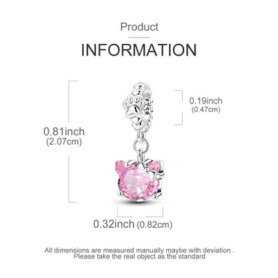 Pink Cat Paw Dangle Charm with Cubic Zirconia - bellissi