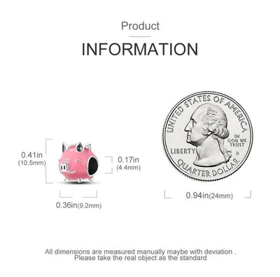 Pink Cute Pig Charm - bellissi