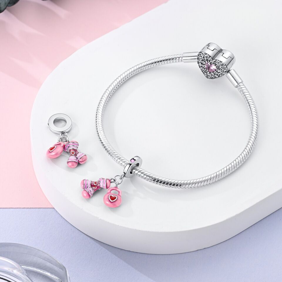 Pink Dumbbells & Kettlebell Gift Charm - bellissi