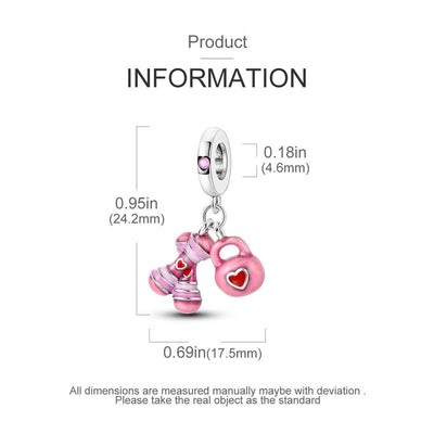 Pink Dumbbells & Kettlebell Gift Charm - bellissi