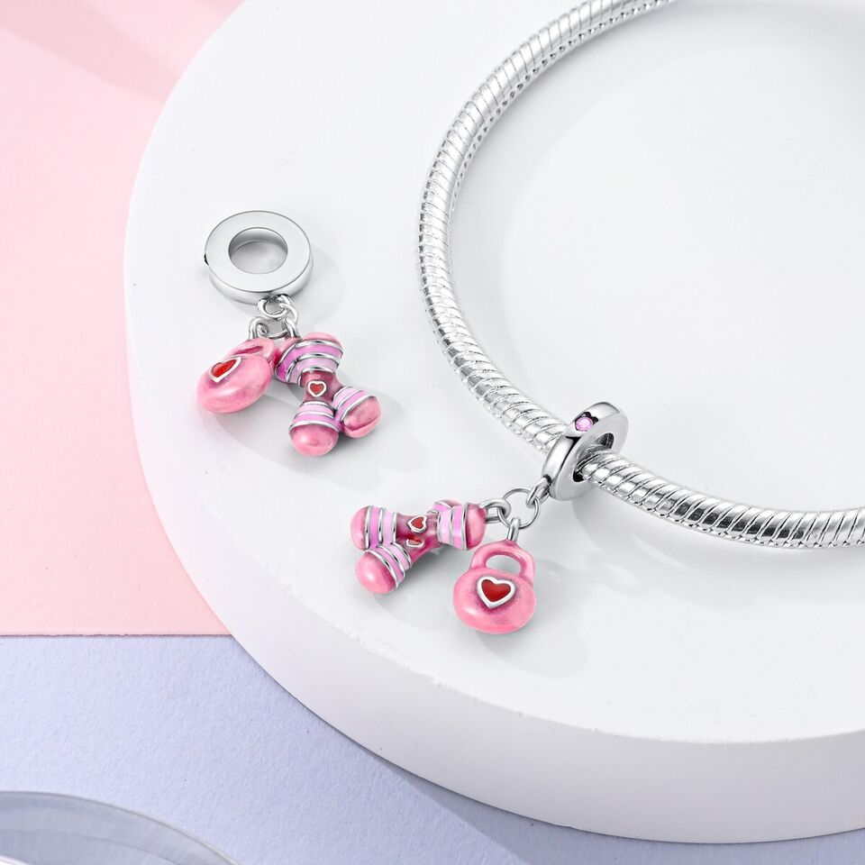 Pink Dumbbells & Kettlebell Gift Charm - bellissi