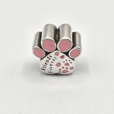 Pink Friends Forever Dog Cat Paw Print Charm - bellissi
