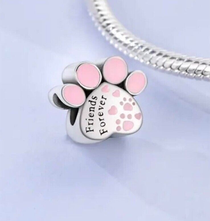 Pink Friends Forever Dog Cat Paw Print Charm - bellissi