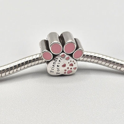 Pink Friends Forever Dog Cat Paw Print Charm - bellissi