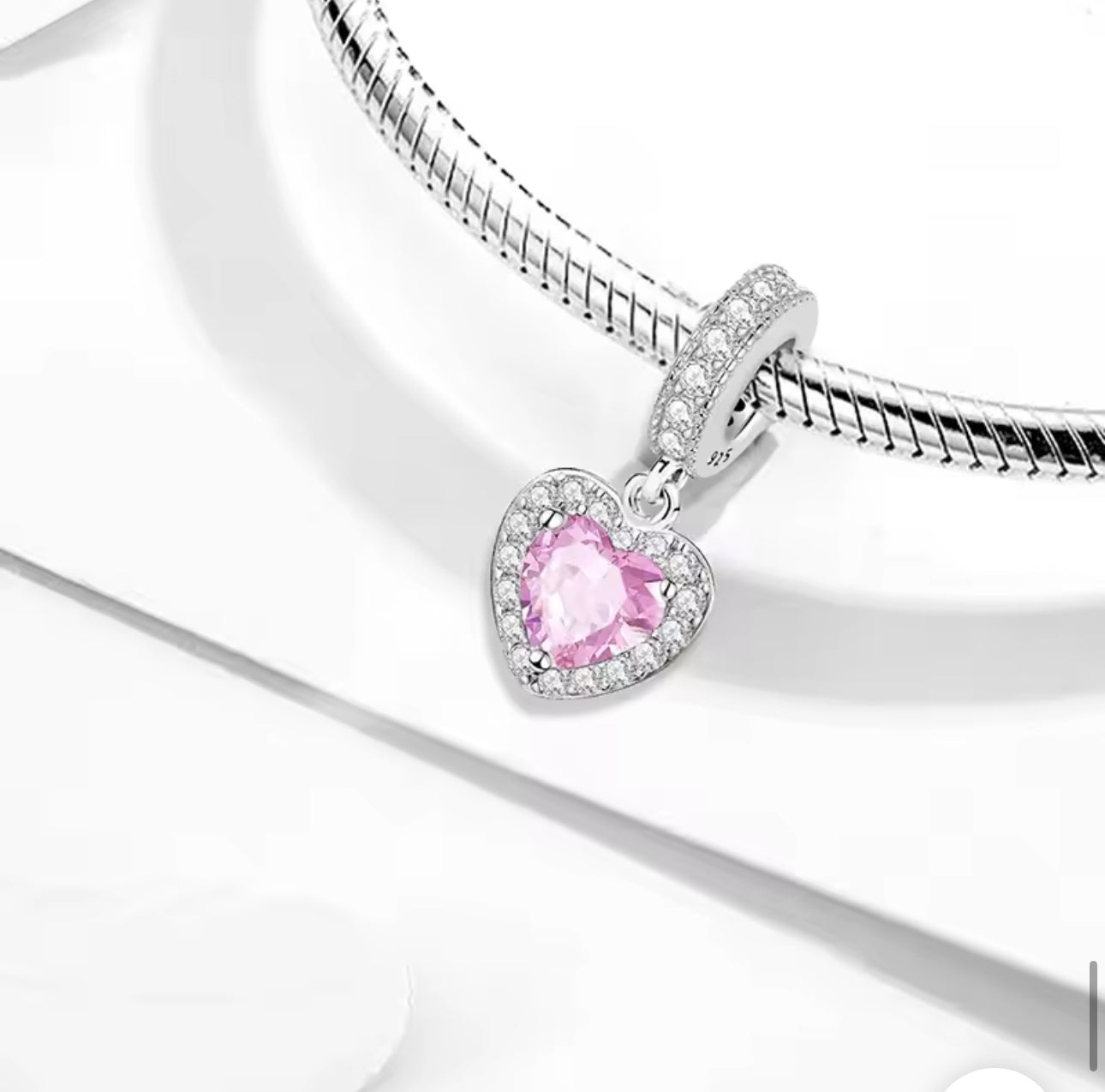 Pink Heart Dangle Charm - bellissi