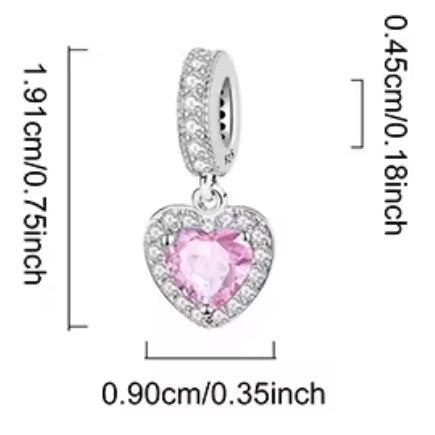 Pink Heart Dangle Charm - bellissi