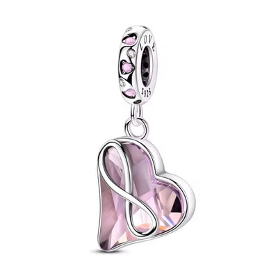 Pink Heart Infinity Dangle Charm - bellissi
