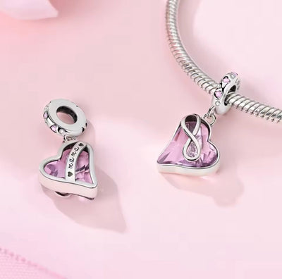 Pink Heart Infinity Dangle Charm - bellissi