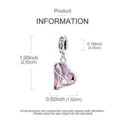 Pink Heart Infinity Dangle Charm - bellissi