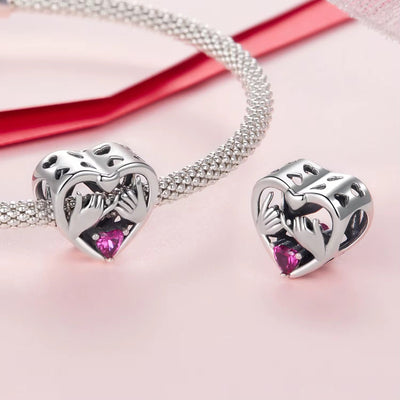 Pink Promise Heart Charm – Sterling Silver 925 Friendship & Love Bead - bellissi